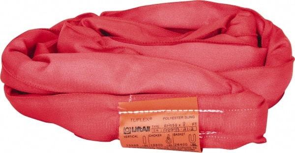 Lift-All - 8' Long x 2" Wide, Polyester Web Sling - 10,600 Lb Choker Capacity, 1-3/8" Diam Chain, Red - Caliber Tooling