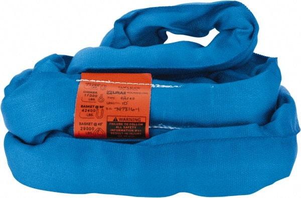 Lift-All - 10' Long x 2-5/8" Wide, Polyester Web Sling - 17,000 Lb Choker Capacity, 1-3/4" Diam Chain, Blue - Caliber Tooling