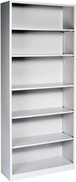 Hon - 6 Shelf, 81-1/8" High x 34-1/2" Wide Bookcase - 15-5/8" Deep, Steel, Light Gray - Caliber Tooling