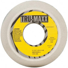 Tru-Maxx - 4" Diam, 1-1/4" Hole Size, 1-1/2" Overall Thickness, 46 Grit, Type 11 Tool & Cutter Grinding Wheel - Coarse Grade, Aluminum Oxide, J Hardness, 5,730 RPM - Caliber Tooling