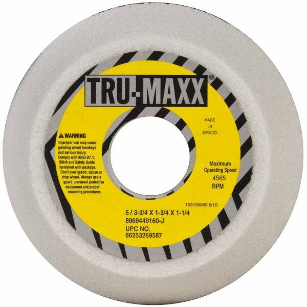 Tru-Maxx - 5" Diam, 1-3/4" Hole Size, 1-3/4" Overall Thickness, 60 Grit, Type 11 Tool & Cutter Grinding Wheel - Medium Grade, Aluminum Oxide, J Hardness, 4,585 RPM - Caliber Tooling