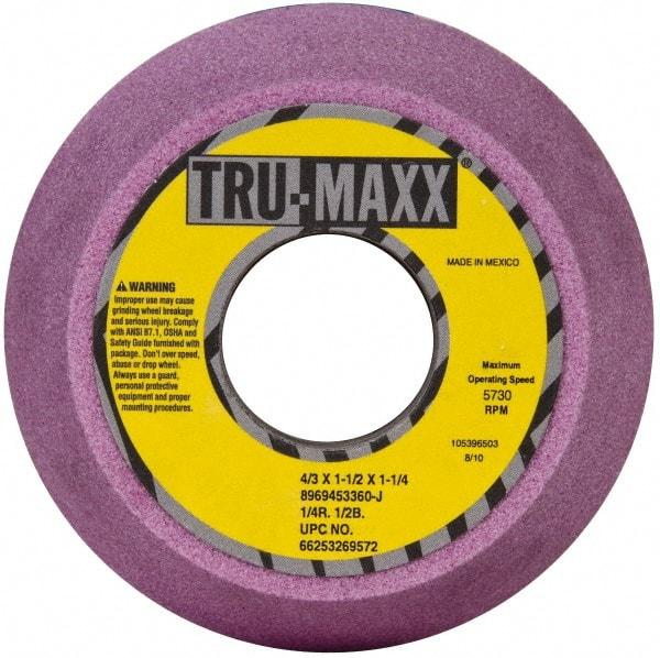 Tru-Maxx - 4" Diam, 1-1/4" Hole Size, 1-3/4" Overall Thickness, 60 Grit, Type 11 Tool & Cutter Grinding Wheel - Medium Grade, Aluminum Oxide, J Hardness, 5,730 RPM - Caliber Tooling