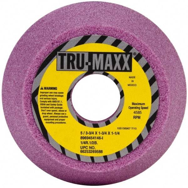 Tru-Maxx - 5" Diam, 1-1/4" Hole Size, 1-3/4" Overall Thickness, 46 Grit, Type 11 Tool & Cutter Grinding Wheel - Coarse Grade, Aluminum Oxide, I Hardness, 4,585 RPM - Caliber Tooling