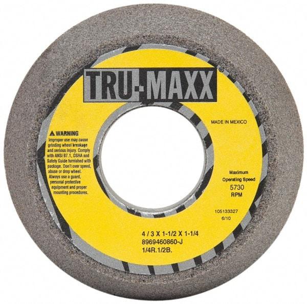 Tru-Maxx - 4" Diam, 1-1/4" Hole Size, 1-1/2" Overall Thickness, 60 Grit, Type 11 Tool & Cutter Grinding Wheel - Medium Grade, Aluminum Oxide, J Hardness, 5,730 RPM - Caliber Tooling