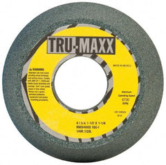 Tru-Maxx - 4" Diam, 1-1/4" Hole Size, 1-1/2" Overall Thickness, 100 Grit, Type 11 Tool & Cutter Grinding Wheel - Fine Grade, Silicon Carbide, I Hardness, 5,730 RPM - Caliber Tooling