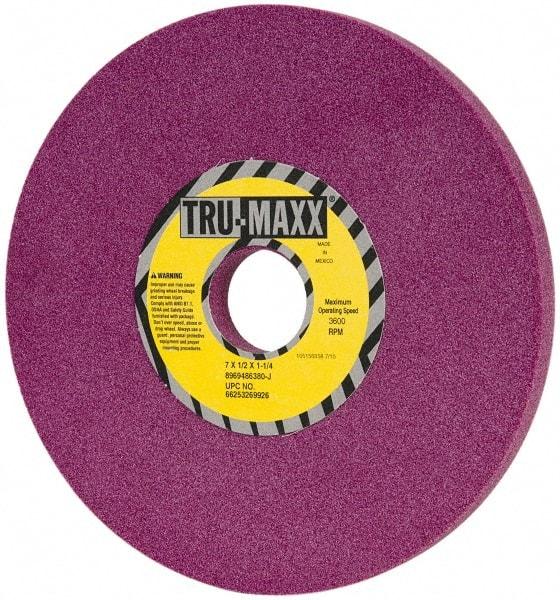 Tru-Maxx - 7" Diam x 1-1/4" Hole x 1/2" Thick, J Hardness, 80 Grit Surface Grinding Wheel - Aluminum Oxide, Type 1, Medium Grade, 3,600 Max RPM, No Recess - Caliber Tooling