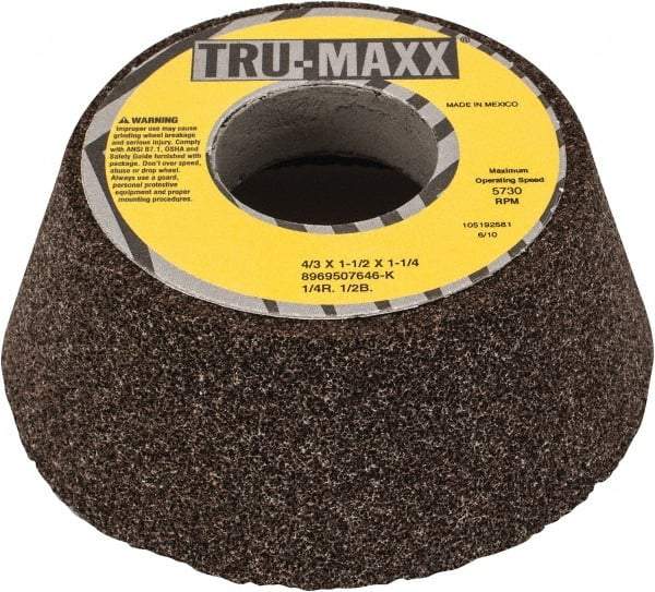 Tru-Maxx - 4" Diam, 1-1/4" Hole Size, 1-1/2" Overall Thickness, 46 Grit, Type 11 Tool & Cutter Grinding Wheel - Coarse Grade, Aluminum Oxide, K Hardness, 5,730 RPM - Caliber Tooling