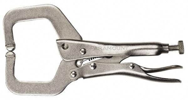 Paramount - 11" OAL C-Clamp Locking Pliers - 2-5/8" Jaw Depth, 3-3/8" Jaw Opening, Standard Handle - Caliber Tooling