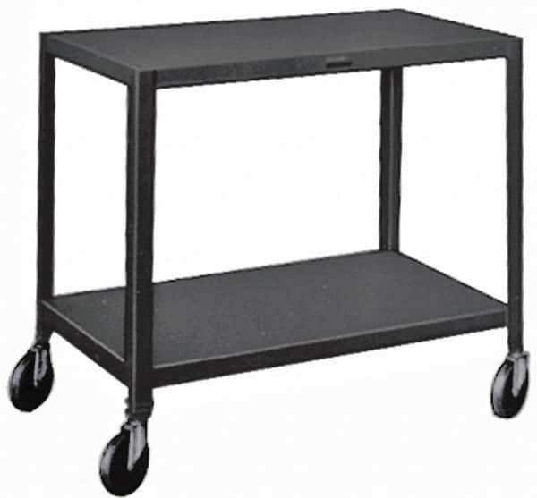 Made in USA - 500 Lb Capacity, 24" Wide x 36" Long x 34-1/2" High Service Cart - 2 Shelf, Steel, Swivel Casters - Caliber Tooling