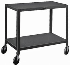 Made in USA - 500 Lb Capacity, 18" Wide x 30" Long x 34-1/2" High Service Cart - 3 Shelf, Steel, Swivel Casters - Caliber Tooling