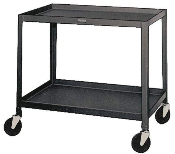 Made in USA - 500 Lb Capacity, 18" Wide x 36" Long x 34-1/2" High Service Cart - 2 Shelf, Steel, Swivel Casters - Caliber Tooling