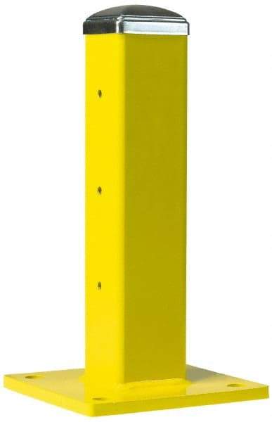 Steel King - Double 42 Inch High Corner Steel Guard Rail Mount Post - Yellow, 10 Inch Mounted Length x 10 Inch Mounted Width For Use with Steel King Railing - Caliber Tooling