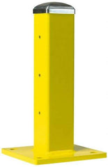 Steel King - Single 18 Inch High Corner Steel Guard Rail Mount Post - Yellow, 10 Inch Mounted Length x 10 Inch Mounted Width For Use with Steel King Railing - Caliber Tooling