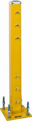 Steel King - Double 42 Inch High Center Steel Guard Rail Mount Post - Yellow, 10 Inch Mounted Length x 10 Inch Mounted Width For Use with Steel King Railing - Caliber Tooling