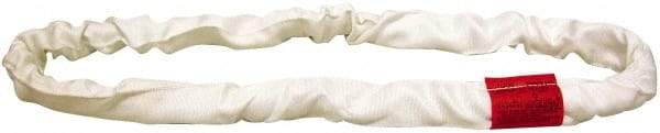 Lift-All - 9' Long x 2-1/8" Wide, Polyester Web Sling - 13,400 Lb Choker Capacity, 1-3/8" Diam Chain, White - Caliber Tooling