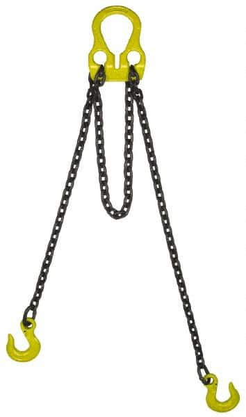 Lift-All - 14' Long, 15,200 Lb Basket Capacity, 12,300 Lb Vertical Capacity, Alloy Steel Web Sling - Adjust-A-Link Chain Sling, 3/8" Diam Chain - Caliber Tooling