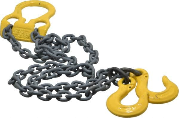 Lift-All - 6' Long, 4,700 Lb Basket Capacity, 3,600 Lb Vertical Capacity, Alloy Steel Web Sling - Adjust-A-Link Chain Sling, 7/32" Diam Chain - Caliber Tooling