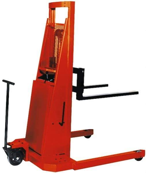 Presto Lifts - 2,000 Lb Capacity, 86" Lift Height, Battery Operated Pallet Straddle Stacker - 2-1/2" Lowered Height, 24" Load Center, 36" Fork Length, 48" Overall Width - Caliber Tooling