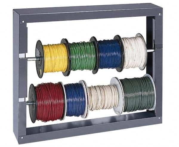 Durham - 2 Cylinder, Gray Wire Spool Rack - 26-1/8" Wide x 17-7/8" High x 6" Deep - Caliber Tooling