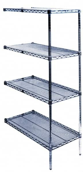 Value Collection - 4 Shelf Wire Shelving Unit - 60" Wide x 18" Deep x 74" High, - Caliber Tooling