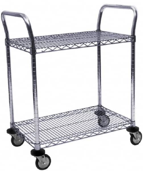 Value Collection - 800 Lb Capacity, 24" Wide x 48" Long x 39" High Wire Cart - 2 Shelf, Steel, Swivel Casters - Caliber Tooling