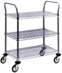 Value Collection - 600 Lb Capacity, 18" Wide x 60" Long x 39" High Wire Cart - 3 Shelf, Steel, Swivel Casters - Caliber Tooling