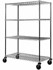 Value Collection - 600 Lb Capacity, 4 Shelf, Rubber Wire Stem Caster Truck - 60" Long x 24" Wide x 68" High, 5" Diam Wheels - Caliber Tooling