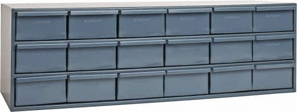 Durham - 18 Drawer, Small Parts Steel Storage Cabinet - 11-5/8" Deep x 33-3/4" Wide x 10-7/8" High - Caliber Tooling