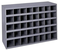 Durham - 40 Bin Bin Shelving Unit with Openings - 33-3/4 Inch Overall Width x 8-1/2 Inch Overall Depth x 22-1/4 Inch Overall Height, Gray Steel Bins - Caliber Tooling