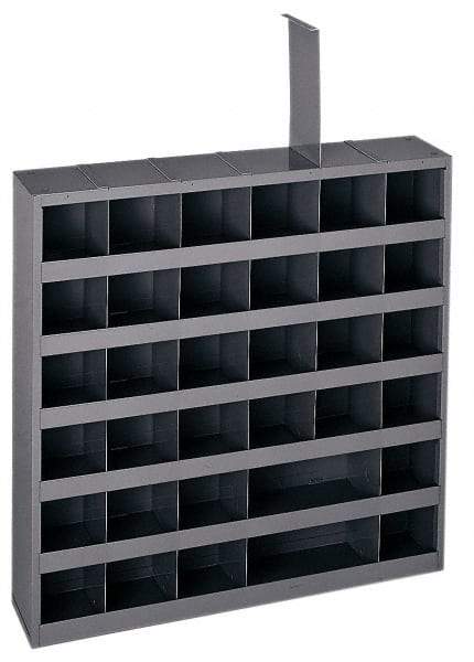 Durham - 36 Bin Bin Shelving Unit with Removable Dividers - 23-3/4 Inch Overall Width x 4-3/4 Inch Overall Depth x 23-3/4 Inch Overall Height, Gray Steel Bins - Caliber Tooling