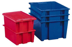 Akro-Mils - 0.8 Cu Ft, 55 Lb Load Capacity Blue Polyethylene Tote Container - Stacking, Nesting, 19-1/2" Long x 13-1/2" Wide x 8" High - Caliber Tooling