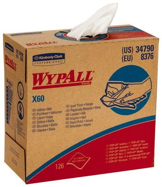 WypAll - Dry Shop Towel/Industrial Wipes - Pop-Up, 16-3/4" x 9" Sheet Size, White - Caliber Tooling