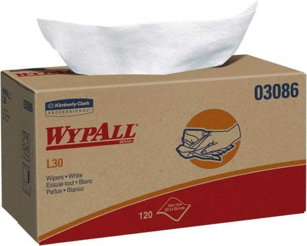 WypAll - L30 Dry General Purpose Wipes - Pop-Up, 10-3/4" x 10" Sheet Size, White - Caliber Tooling