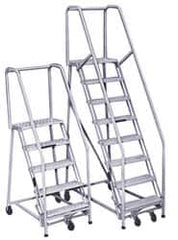 PW Platforms - 2 Step Ladder - Rolling Safety Ladder, 300 Lb Capacity, 20" Platform Height, 20" Base Width x 20" Base Depth, Perforated Tread - Caliber Tooling