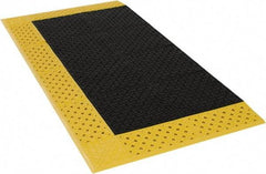 Notrax - 5' Long, Dry/Wet Environment, Anti-Fatigue Matting - Black with Yellow Borders, Vinyl with Vinyl Base, Beveled on 3 Sides - Caliber Tooling