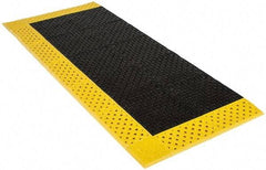 Notrax - 6' Long, Dry/Wet Environment, Anti-Fatigue Matting - Black with Yellow Borders, Vinyl with Vinyl Base, Beveled on 3 Sides - Caliber Tooling