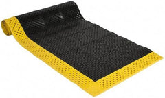 Notrax - 10' Long, Dry/Wet Environment, Anti-Fatigue Matting - Black with Yellow Borders, Vinyl with Vinyl Base, Beveled on 3 Sides - Caliber Tooling