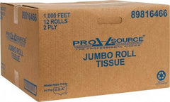 PRO-SOURCE - 1,000' Roll Length x 3-5/8" Sheet Width, Jumbo Roll Toilet Tissue - 2 Ply, White, Recycled Fiber - Caliber Tooling