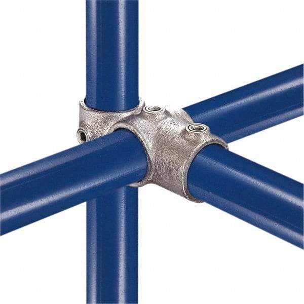 Kee - 1-1/4" Pipe, Socket Tee & Crossover, Malleable Iron Tee & Crossover Pipe Rail Fitting - Galvanized Finish - Caliber Tooling