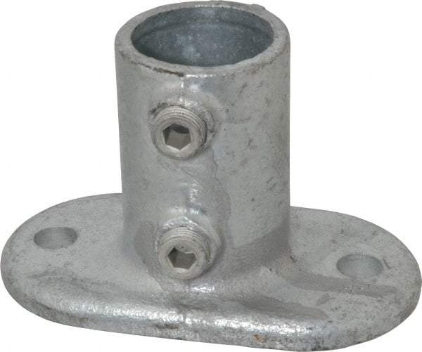 Kee - 1-1/4" Pipe, Railing Flange, Malleable Iron Flange Pipe Rail Fitting - Galvanized Finish - Caliber Tooling