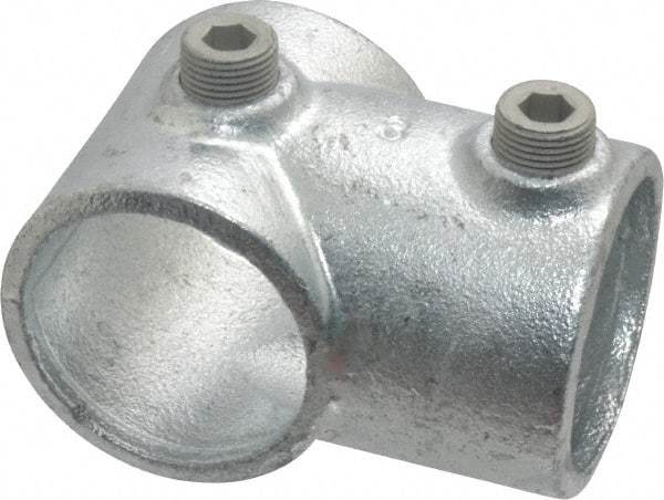 Kee - 1-1/2" Pipe, Single Socket Tee, Malleable Iron Tee Pipe Rail Fitting - Galvanized Finish - Caliber Tooling