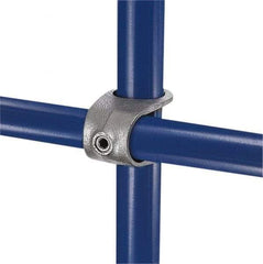 Kee - 2" Pipe, Clamp-On Crossover, Malleable Iron Cross Pipe Rail Fitting - Galvanized Finish - Caliber Tooling