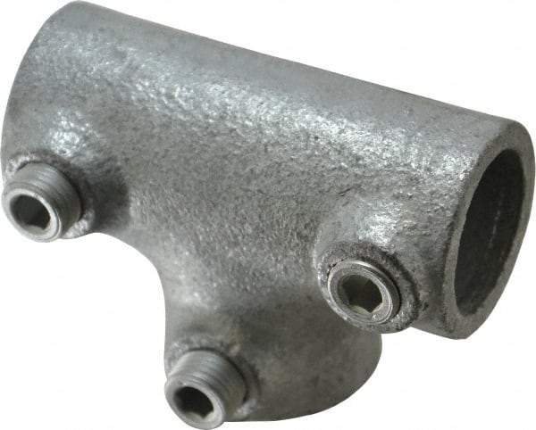 Kee - 3/4" Pipe, 90° Three Socket Tee, Malleable Iron Tee Pipe Rail Fitting - Galvanized Finish - Caliber Tooling