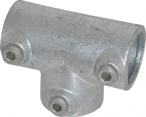 Kee - 1" Pipe, 90° Three Socket Tee, Malleable Iron Tee Pipe Rail Fitting - Galvanized Finish - Caliber Tooling