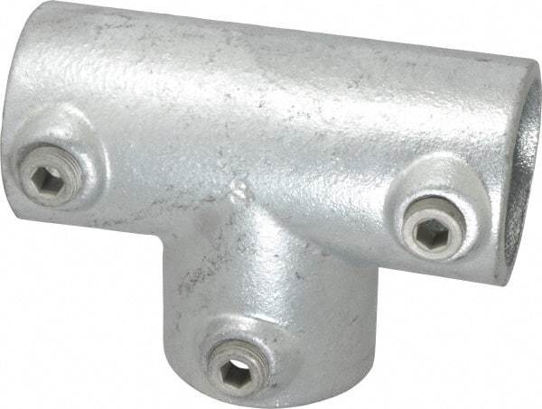 Kee - 1-1/2" Pipe, 90° Three Socket Tee, Malleable Iron Tee Pipe Rail Fitting - Galvanized Finish - Caliber Tooling