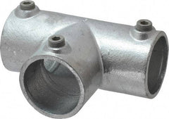 Kee - 2" Pipe, 90° Three Socket Tee, Malleable Iron Tee Pipe Rail Fitting - Galvanized Finish - Caliber Tooling