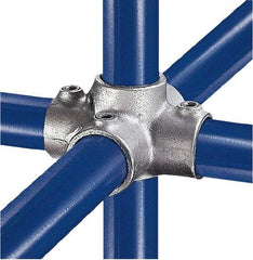 Kee - 1-1/4" Pipe, Four Socket Cross, Malleable Iron Cross Pipe Rail Fitting - Galvanized Finish - Caliber Tooling