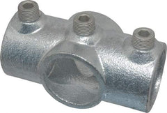 Kee - 1-1/4" Pipe, Two Socket Cross, Malleable Iron Cross Pipe Rail Fitting - Galvanized Finish - Caliber Tooling