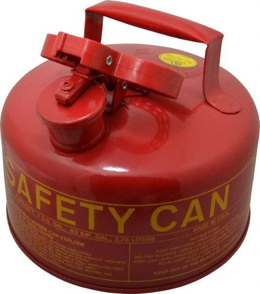 Eagle - 1 Gal Galvanized Steel Type I Safety Can - 10" High x 9" Diam, Red with Yellow - Caliber Tooling