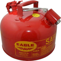 Eagle - 2 Gal Galvanized Steel Type II Safety Can - 9-1/2" High x 11-1/4" Diam, Red with Yellow - Caliber Tooling